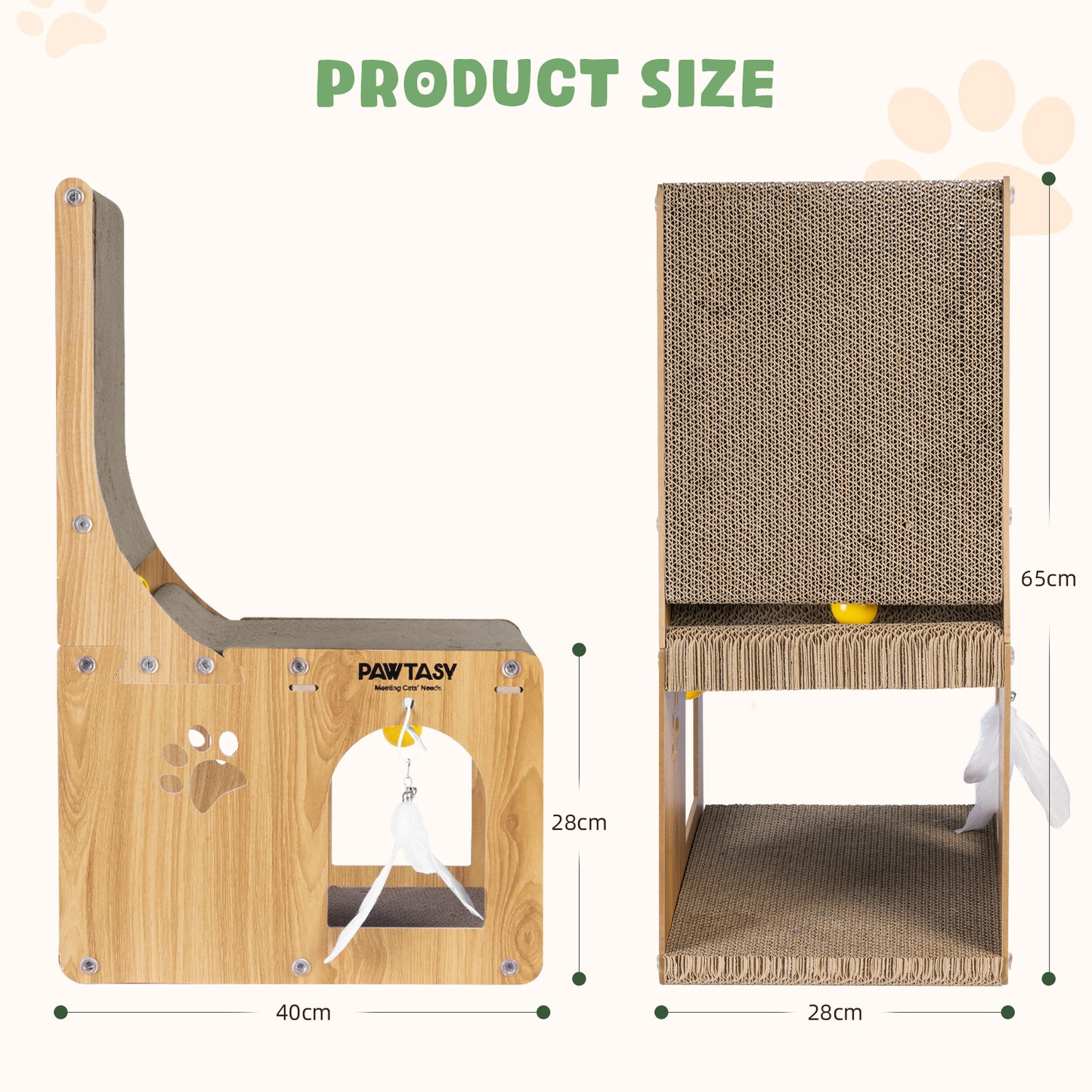 L Shaped Cat Scratcher with House